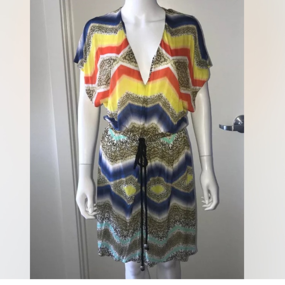 MILLY Cabana multi print coverup beach dress M
